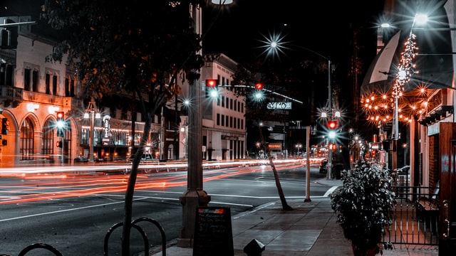 Downtown Riverside at night