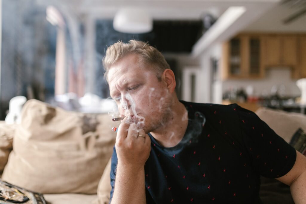 A man smoking weed