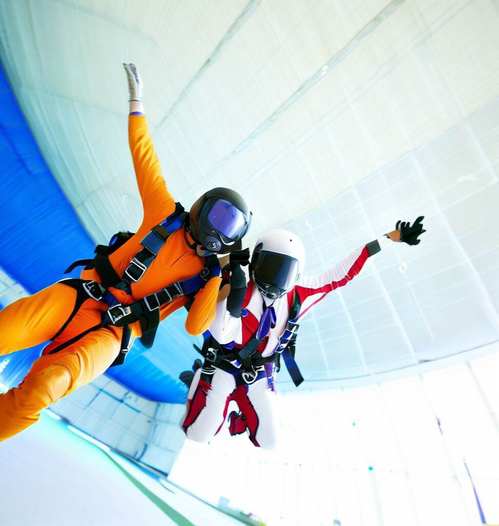 couple at indoor skydiving