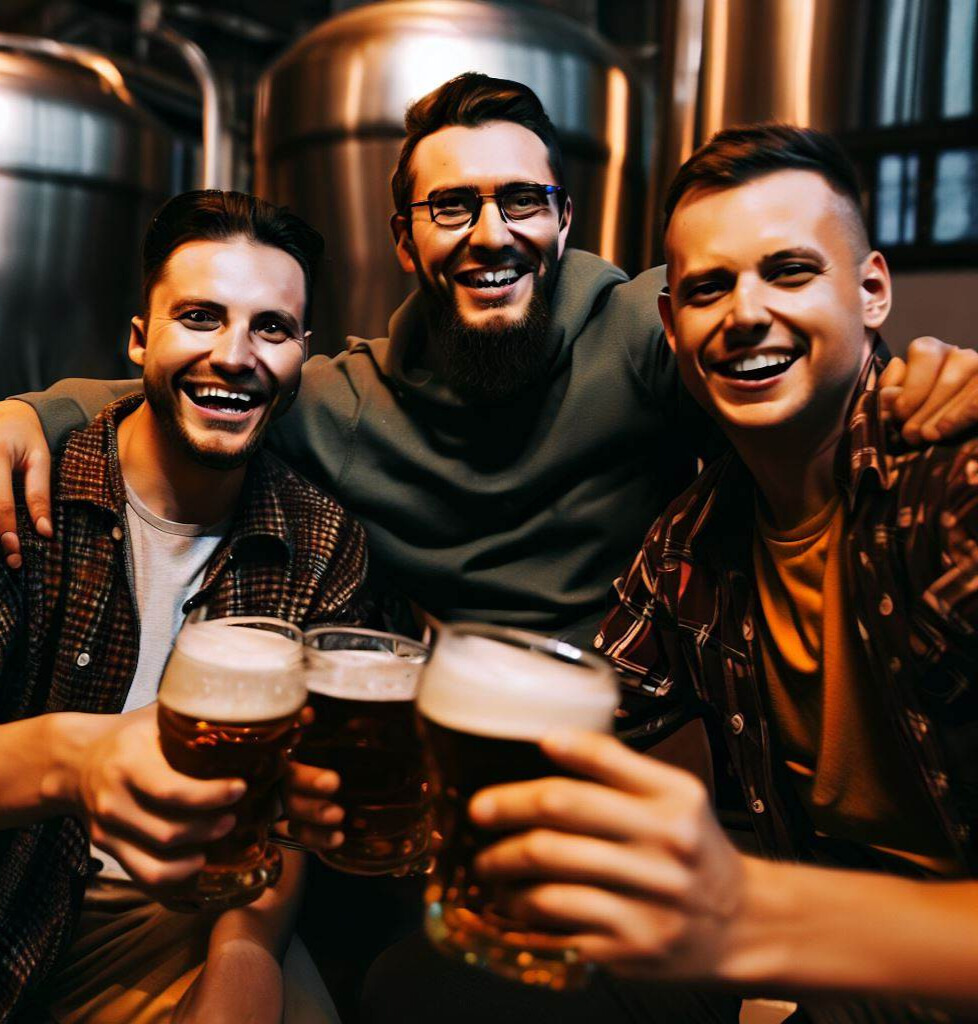 friends at a brewery